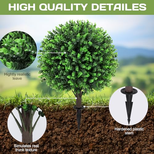 Set of 2 Artificial Green Eucalyptus Topiary Ball Tree (Green Eucalyptus)