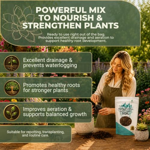 Professional Succulent Soil Mix Large 2.2 Quarts Ready to Use (70.4 Ounce)