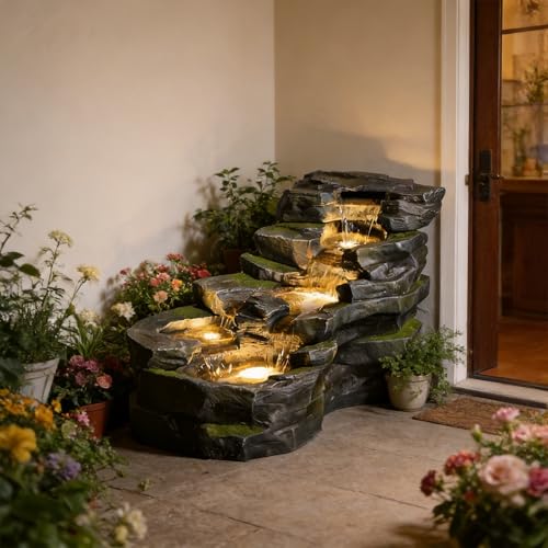 Garden Water Fountain Outdoor Feature (Gray / 31" L)