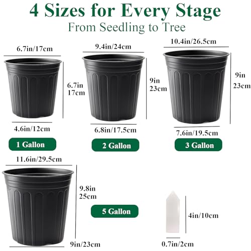 50 Pack 3 Gallon Flexible Plant Nursery Pots for Plants with Drainage Holes (3 Gallon)