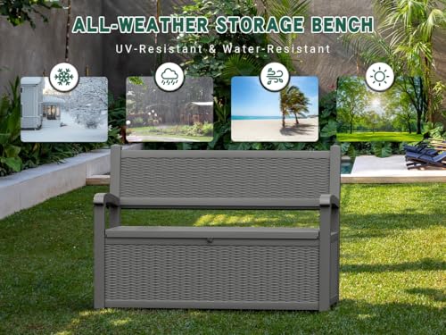 80 Gallon Outdoor Storage Bench (Dark Grey)