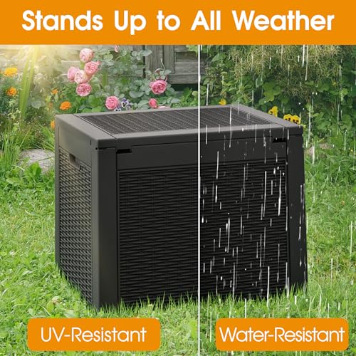 33 Gallon Outdoor Storage Box Waterproof Deck Box for Patio (Black / 33 Gallon)