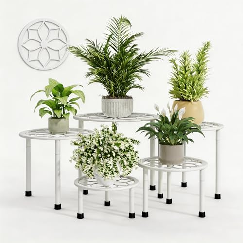 Metal Plant Stand Indoor Outdoor (White)