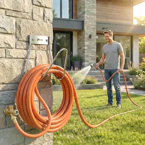 Garden Hose Holder Stainless Steel Small Wall Mount Garden Hose Hook (80 Feet)
