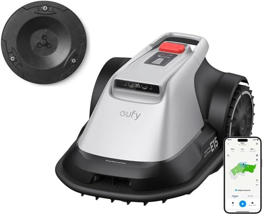 eufy E15 Robot Lawn Mower,Max 0.2 Acres,Wireless Robot Mower with Auto Mapping,Vision Navigation,Multi-Zone Management + Official Accessories, Blade Disc *1