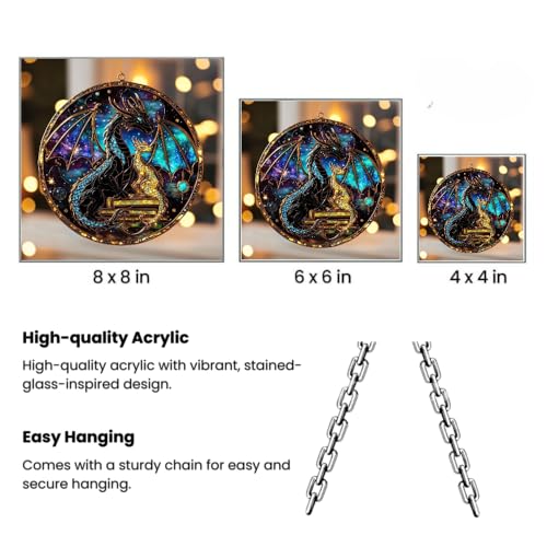 Fantasy Dragon Acrylic Suncatcher Ornament Book Lover Gift Fantasy Fans Decor for Readers (1-fba-ett-evg-b509-o.1 / 8")
