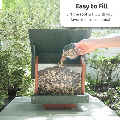 Poly Large Hopper Bird Feeder Post Mount for 4" x 4" (Tudor Brown & Weatherwood / Post Mount)