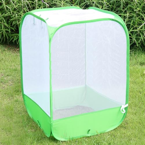 36" Large Mesh Plant Cover for Outdoor (White with Green / 24 x 24 x 36 inches)