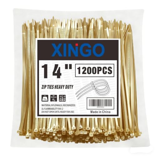 14 Inch Gold Zip Ties 1200 PCS (Gold / 14“(1200PCS))