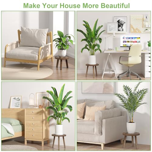 5 Pack Wood Plant Stands Indoor (heavy burnt color / 5 Pack)