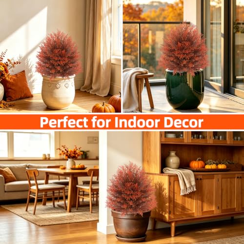Fall 2 Pack 24 Inch Cedar Topiary Trees with Ground Spikes (Fall Cedar)