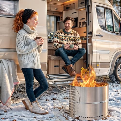 19.5 Inch Smokeless Firepit with Grill (19.5 Inch)