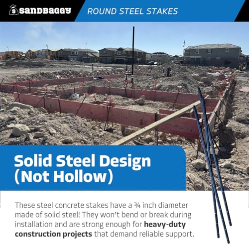 36 Inch Round Steel Concrete Form Stakes with Nail Holes (5 Count)