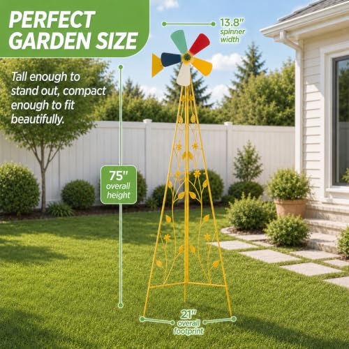 6FT Windmill for Yard Garden Decoration (Yellow)
