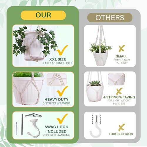 2 Pack Giant XXL Macrame Planter Hanger Large for 15 inch Pot (2 Count)
