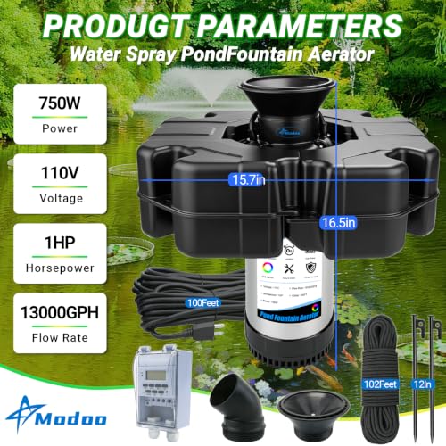 Pond Fountain Aerator (Black 0 Light 13000gph)