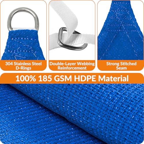 16'X27' Sun Shade Sail Blue Curved Square Customizable (Blue / 16'X27' custom)