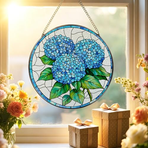 Stained Glass Window Hanging (Hydrangea)