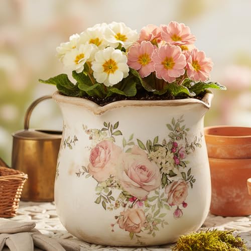Ceramic Flower Vase (Ivory Blush Floral)