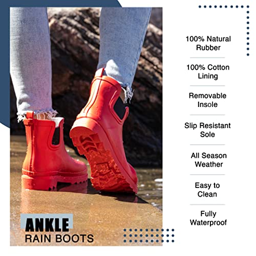Women's Waterproof Ankle Rain Boots (10 / Black Floral Matte)