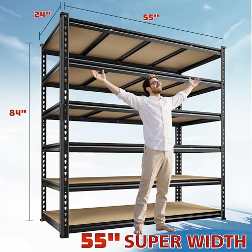 55" W Garage Shelving (55" W × 24" D × 84" H)