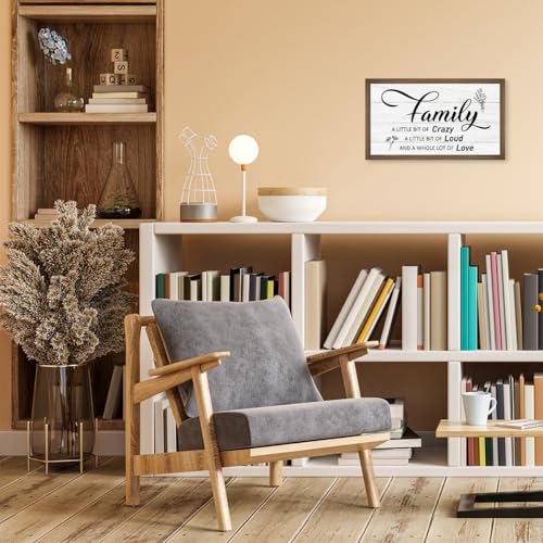 Family a Little Bit of Crazy Wooden Box Sign Decor (white)