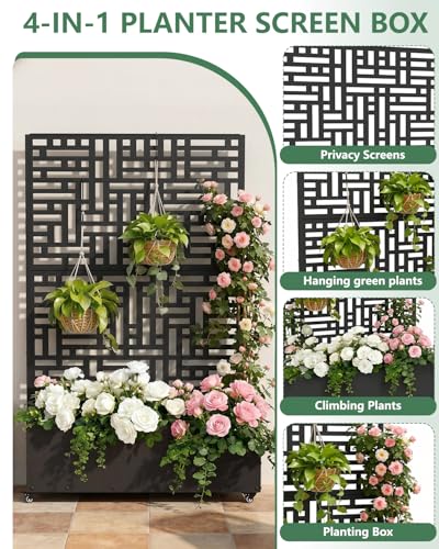 Metal Planter Box with Trellis (Black / 2pc)