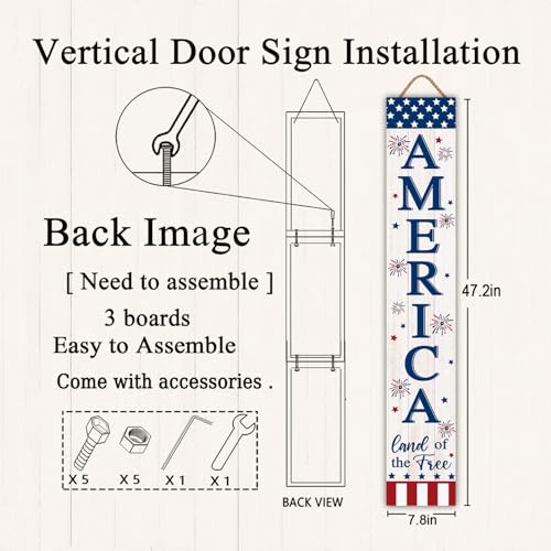 4th of July Welcome Sign with LED Lights (White / 7.8" x 47.2" / Independence Day)