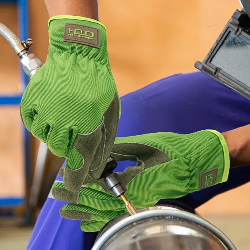 Men Leather Gardening Gloves (Green (6 Pairs) / XX-Large)