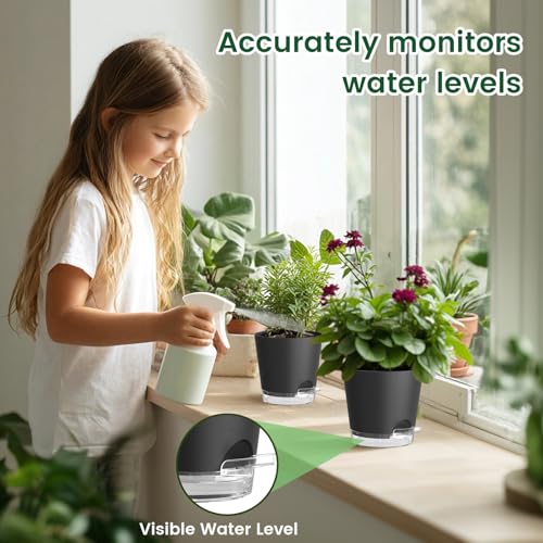 6 inch Self Watering Pots for Indoor Outdoor Plants (6 Count)