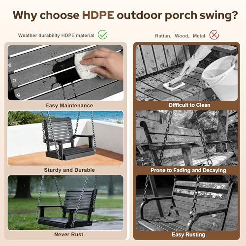 4 FT Single Porch Swing (Black / 1 Seat)