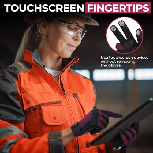 Work Gloves for Women (Small (Pack of 1) / Black -Burgundy)