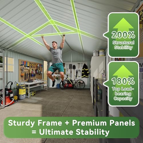 12'x20' Carport Shed Outdoor Metal Storage Sheds (Brown / 12'x20')