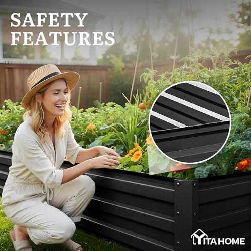 2pcs 8x4x1ft Galvanized Raised Garden Bed (8x4x1ft 2pcs / Black)