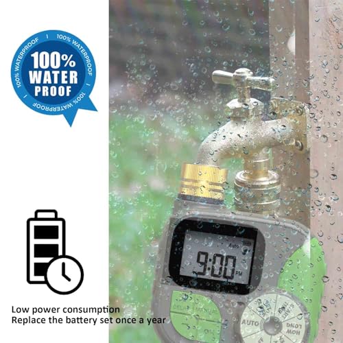 Water Timer for Automatic Watering System Easy to Program Three Modes Automatic Sprinkler Rain Delayed Watering Manual Watering Outdoor Use (TIMER3)