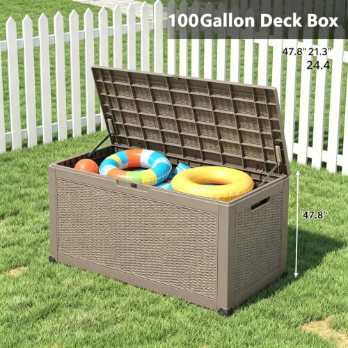 110 Gal Outdoor Storage Box Waterproof Lockable (110 Gallon / Medium Gray)