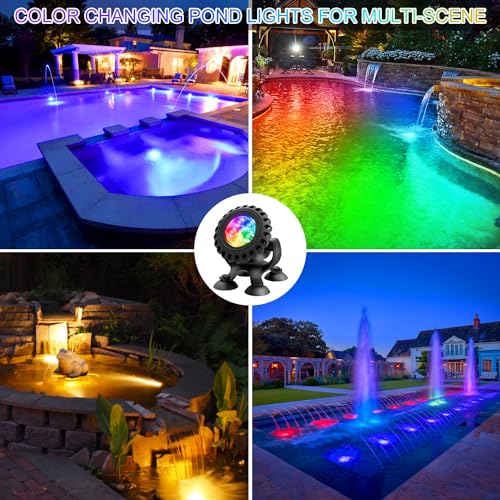 Colored Pond Lights LED Underwater with Remote Control 4 Heads (Multi-colored-APP & Remote Control / Set of 4)
