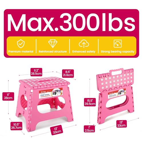 12 Pack 11 Inch Folding Step Stool (Pink / 11 Inch( Pack of 12))