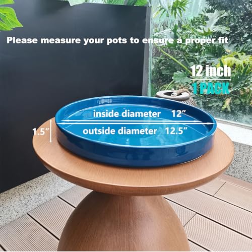Blue Ceramic Pot Saucer (12in(1 Pack) / blue)