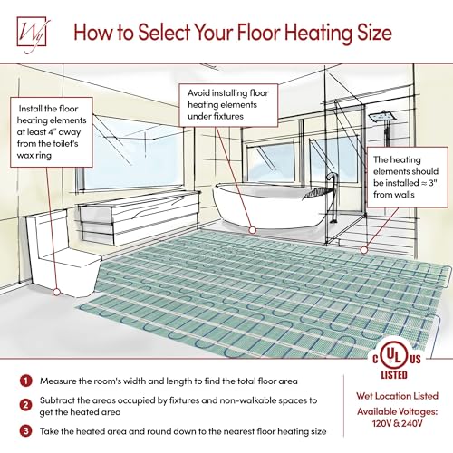 12sqft 240V Floor Heating Roll Kit with nTrust 2.0 Thermostat (240 V / 12 sq.ft. (1.5 x 8 ft.))