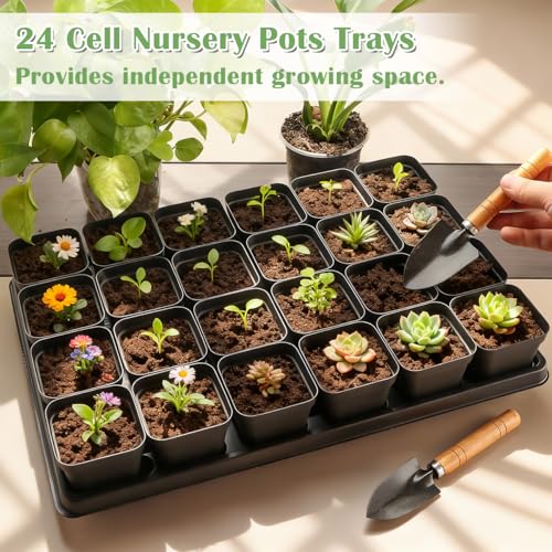 24 Cell Nursery Pots Trays 5 Pack (Black / 24 Cell Trays-5 Pack)