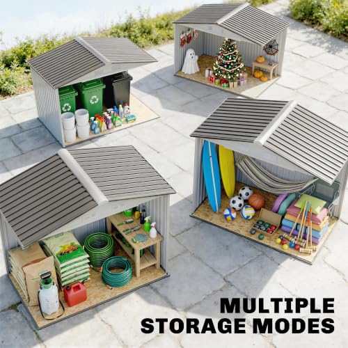 7' x 4' Outdoor Storage Shed Garden Tool Metal Shed White (White / 7' x 4')