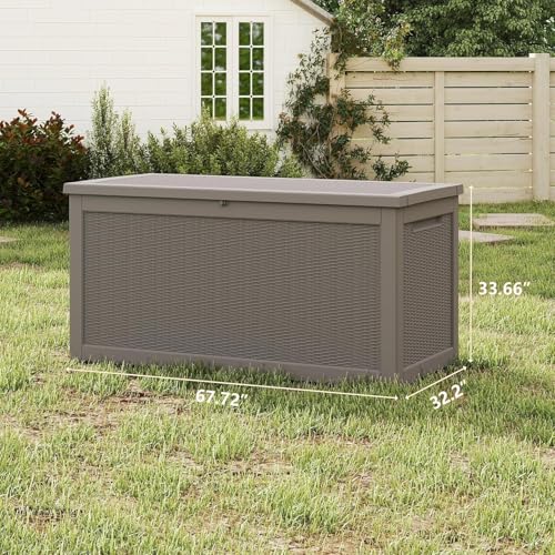 320 Gallon Deck Boxes Outdoor Waterproof (Light Brown / 320 GAL)