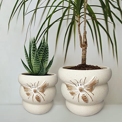 Ceramic Plant Pots (8+6 Inch / Terrabee Beige)