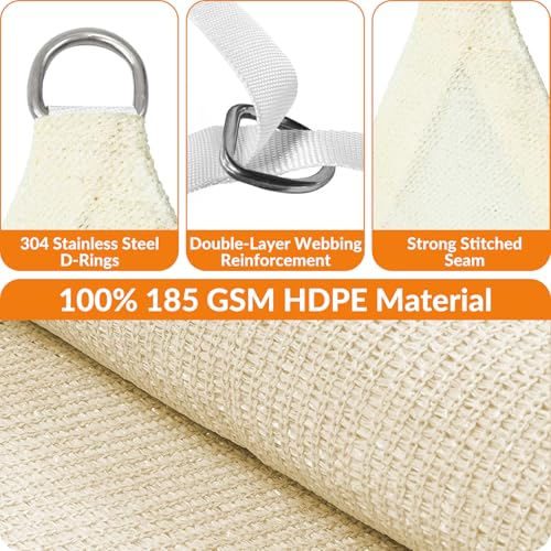 15'X28' Sun Shade Sail Cream Curved Square Customizable (Cream / 15'X28' custom)