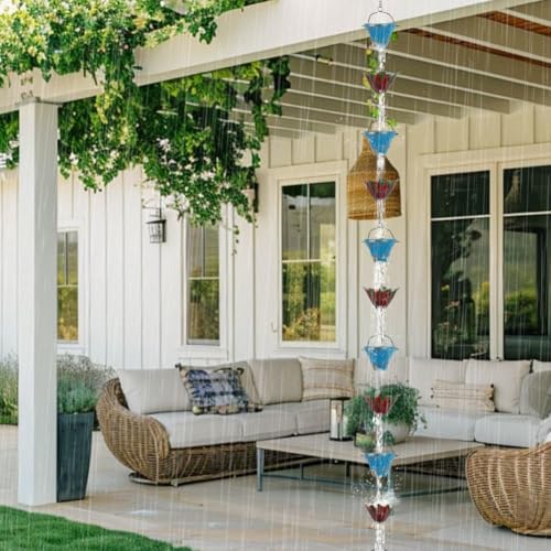 10FT Rain Chains for Outside (Blue-Red)