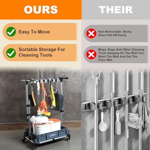 Freestanding Mobile Cleaning Tool Storage Rack (Medium)