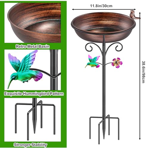38.6in Bird Baths for Outdoors (Retro Copper)