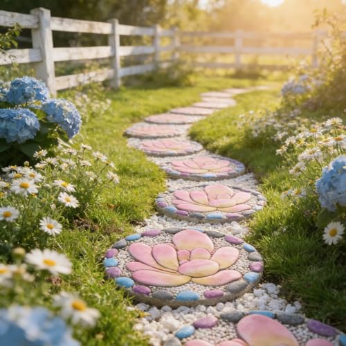 Succulent Pattern Cement Stepping Stones 0.75 * 10 * 10 Inch (purple)