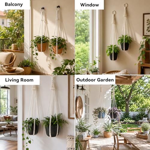 Macrame Hanging Planters Indoor Plant Hanger (White C)